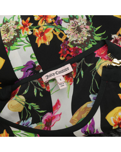 Juicy Couture czarna sukienka w kwiaty