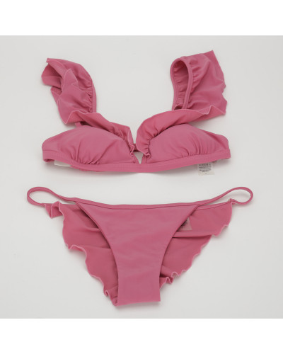 Beach Bunny Kostium fiolet z falbanką