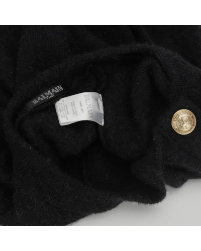 Balmain czarny sweter ze złotymi guzikami