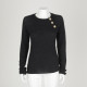 Balmain czarny sweter ze złotymi guzikami
