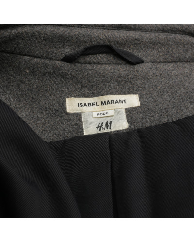 Isabel Marant x H&M Collaboration szary wełniany płaszcz