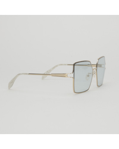Alexander McQueen Okulary srebrne błękit szkła