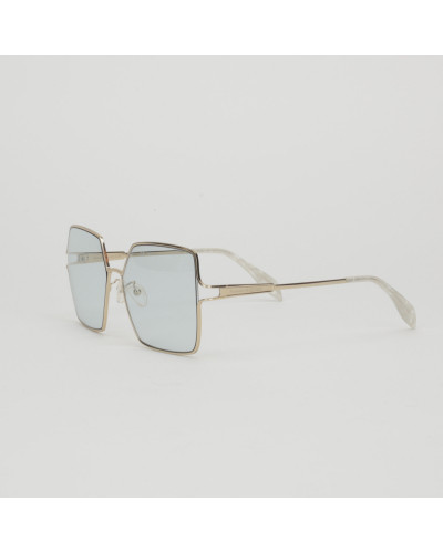 Alexander McQueen Okulary srebrne błękit szkła