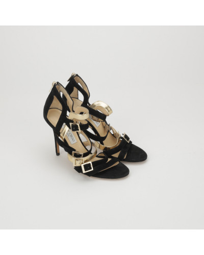 Jimmy Choo zamszowe złoto czarne