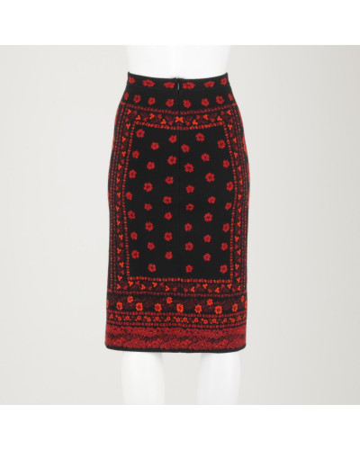 Alexander McQueen czarna spódnica czerwony wzór