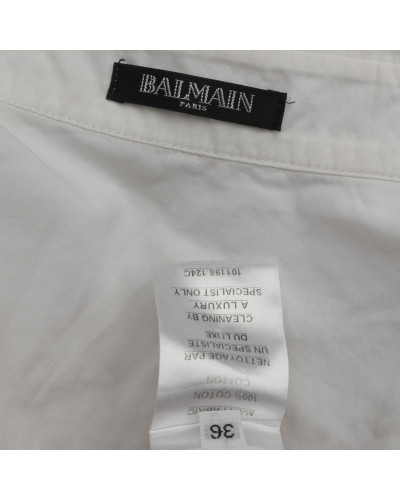 Balmain Ubranie biała koszula złote guziki