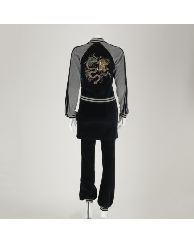 Roberto Cavalli Ubranie szary welurowy komplet