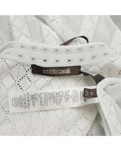 Roberto Cavalli Ubranie biało srebrna sukienka