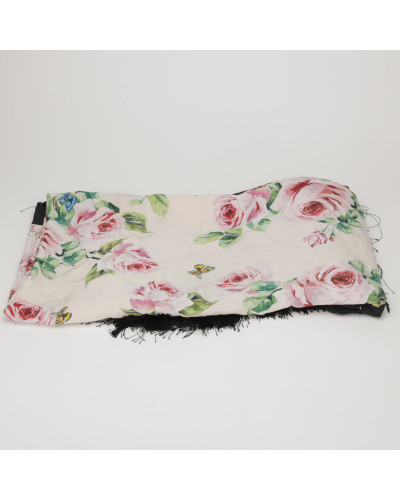 Dolce & Gabbana Chusta w róże z frędzlami