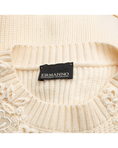 Ermanno Scervino Sweter kremowa kamizelka