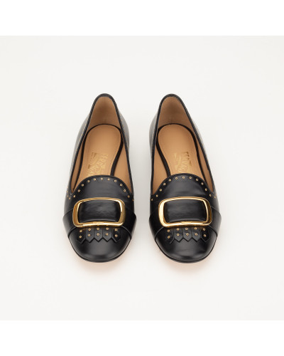 Salvatore Ferragamo Baleriny czarno złote
