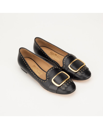 Salvatore Ferragamo Baleriny czarno złote