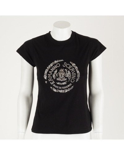 Ermanno Scervino T-shirt czarny z kamieniami
