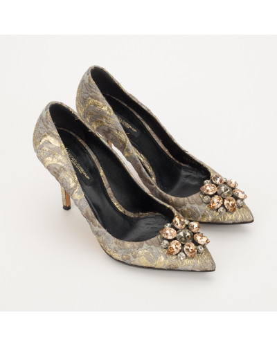 Dolce & Gabbana Buty szare żakardowe