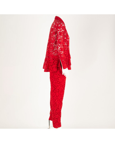 Carolina Herrera Komplet koronka czerwona