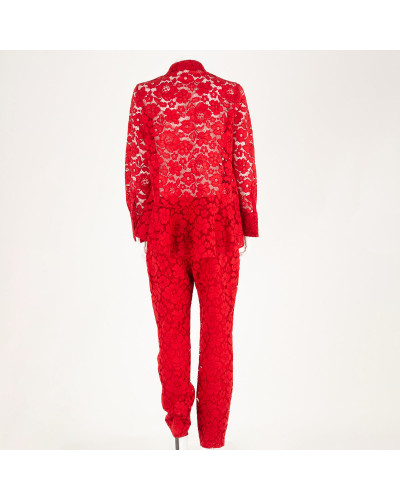 Carolina Herrera Komplet koronka czerwona