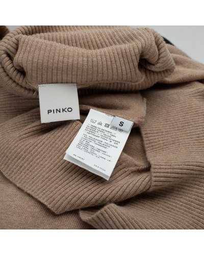 Pinko beżowy golf z koronką