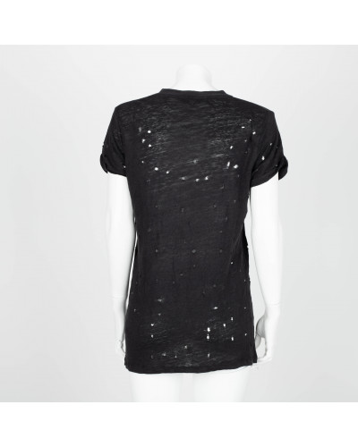 IRO T-shirt grafitowy w dziury