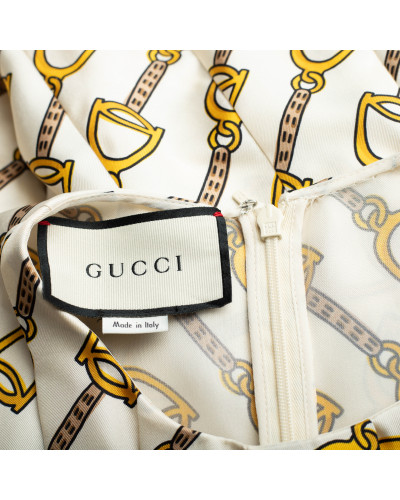 Gucci kremowa sukienka we wzory