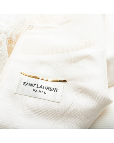 Saint Laurent  biała koronkową sukienka