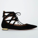Aquazzura czarne płaskie sandały z wiązaniem