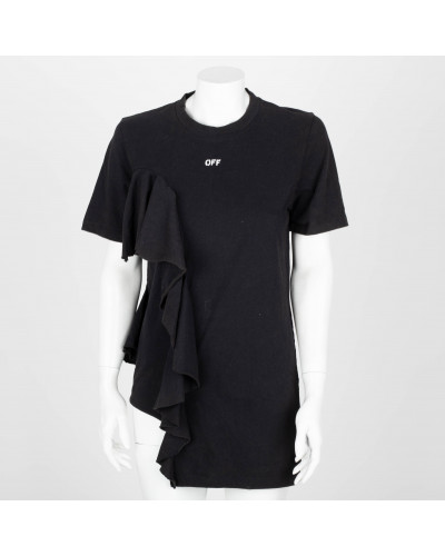 Off-White Ubranie Czarny t-shirt z logo  i falbana