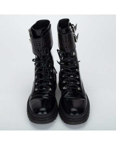 Alaïa czarne lakierowane botki