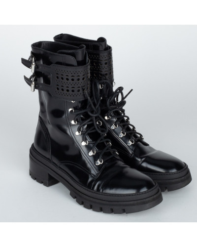 Alaïa czarne lakierowane botki