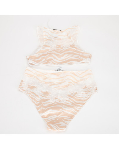 Stella McCartney set satynowy w beżową zebrę