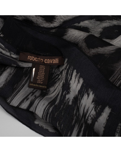 Roberto Cavalli czarno-biała chusta pantera