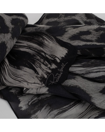 Roberto Cavalli czarno-biała chusta pantera