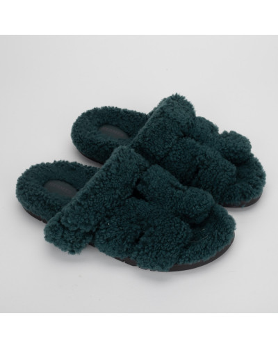 Hermes Buty zielone futrzane