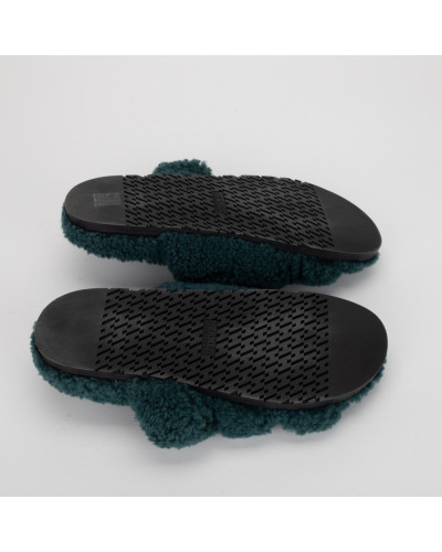 Hermes Buty zielone futrzane