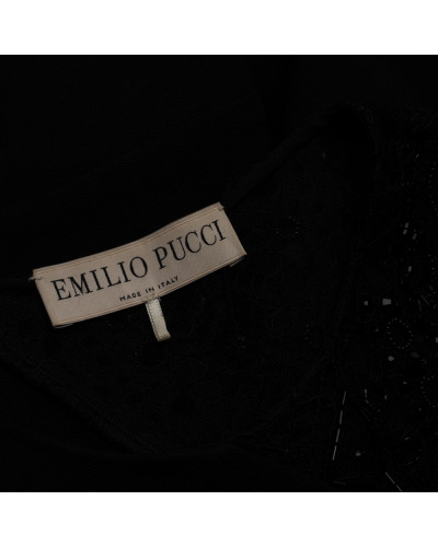 Emilio Pucci czarna sukienka z koronkowym rękawem
