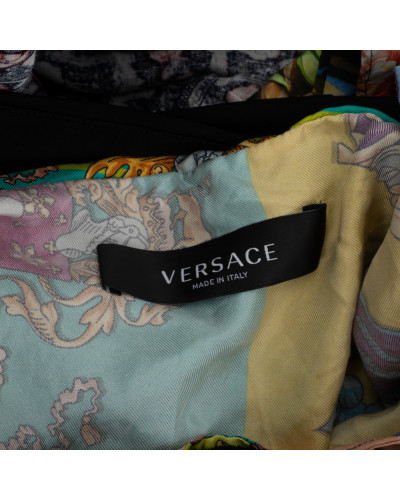 Versace Spódnica czarna z jedwabiem kolorowym