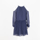 Michael Kors Sukienka granatowa w grochy