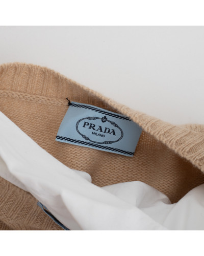 Prada biała koszula i sweter z wycięciami