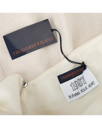 Trussardi Sukienka kremowa świecąca