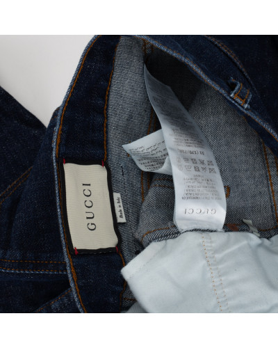 Gucci Jeansy ciemne niebieskie z czarną naszywką 31