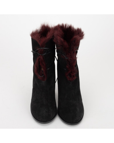 Roger Vivier Botki czarne z futerkiem 40