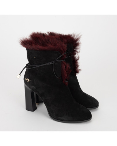 Roger Vivier Botki czarne z futerkiem 40