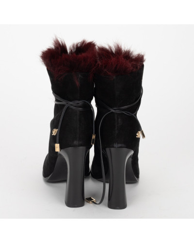 Roger Vivier Botki czarne z futerkiem 40