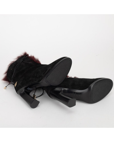 Roger Vivier Botki czarne z futerkiem 40