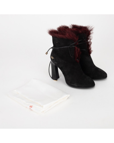 Roger Vivier Botki czarne z futerkiem 40