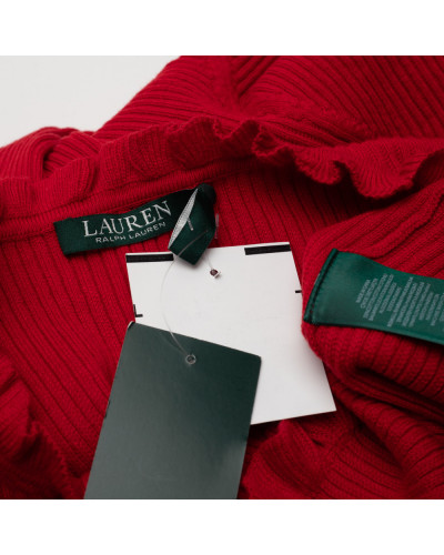Ralph Lauren Sweter czerwony z falbankami na rekawach