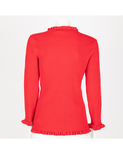 Ralph Lauren Sweter czerwony z falbankami na rekawach