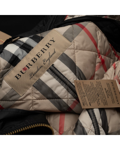 Burberry Kurtka czrna długa pikowana