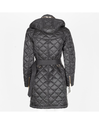 Burberry Kurtka czrna długa pikowana