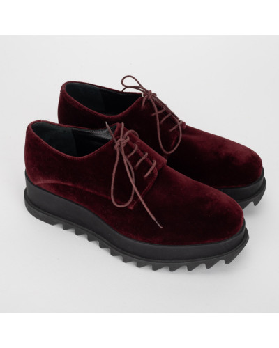 Jil Sander welurowe bordowe loafersy
