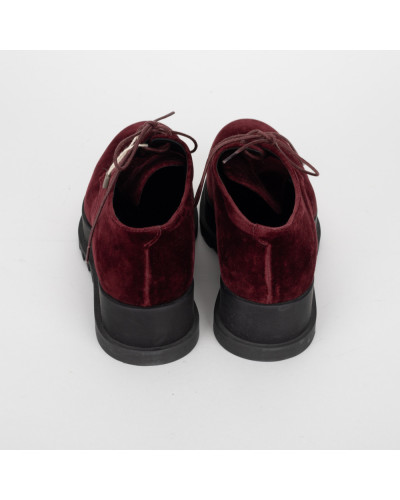 Jil Sander welurowe bordowe loafersy